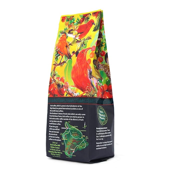 Ka'u Coffee Mill Estate Reserve Dark Roast Ground Coffee - Rich Chocolate Notes - Pure Ka'u Coffee - Specialty Roast - Handpicked Hawaii Grown Arabica Beans - Gourmet Small Batch Coffee - 8oz