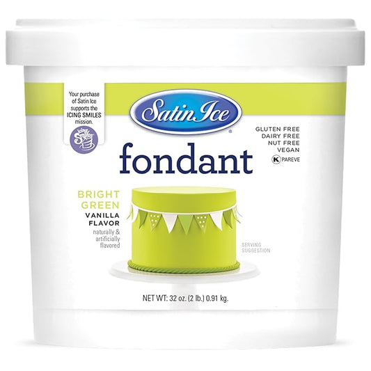 Satin Ice Fondant for Cake Decorating, Bright Green (2 Pound)