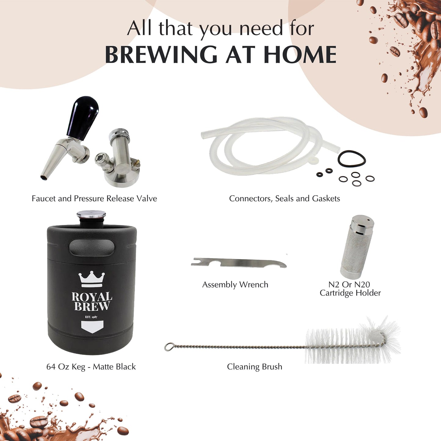 The Original Royal Brew Nitro Cold Brew Coffee Maker - Gift for Coffee Lovers - 64 oz Home Keg