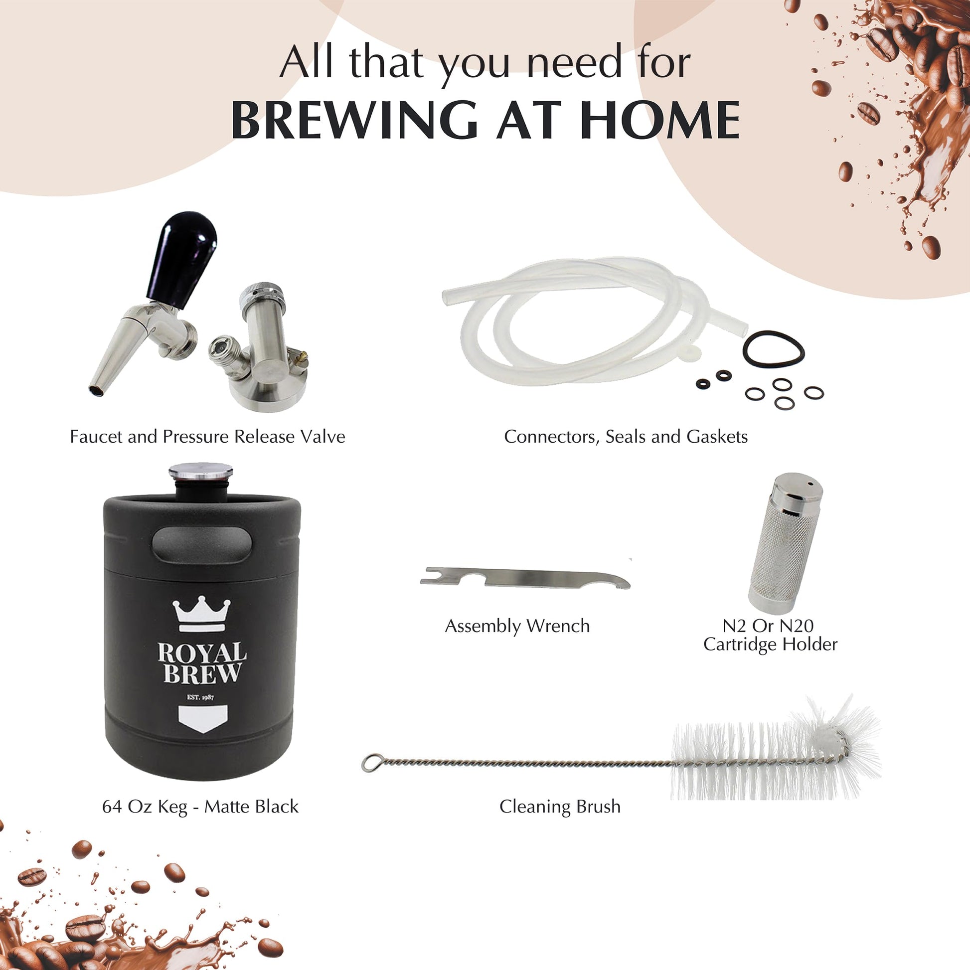 The Original Royal Brew Nitro Cold Brew Coffee Maker - Gift for Coffee Lovers - 64 oz Home Keg