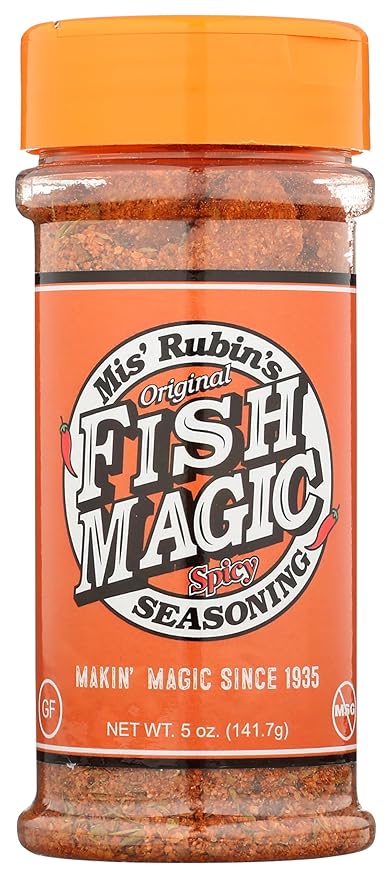 Magic Fish Seasoning, Cajun Seasoning, Savory, Spicy & Finger Licking Good ??Catfish, Bass, Salmon, Shrimp Seasoning ??Dry Rub For Fish & Seafood Seasoning for Paella, Jumbo, or A Fish Fry (5 oz)
