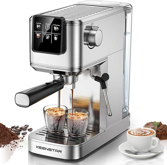Espresso Machine 20Bar, Hot & Iced Coffee Machine with Rapid Cold Brew, Espresso Maker with Steam Wand, Touch Screen with 37oz Water Tank for Latte, Cappuccino, Gift for Coffee Lover