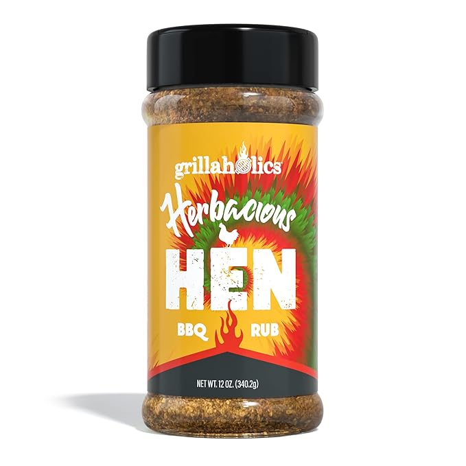 Grillaholics Herbacious Hen Poultry Seasoning - Herb & Garlic Chicken Rub for Smoked, Roasted, Fried & Grilled Poultry with 24+ Herbs & Spices - Try it on Chicken, Turkey, Prime Rib & More