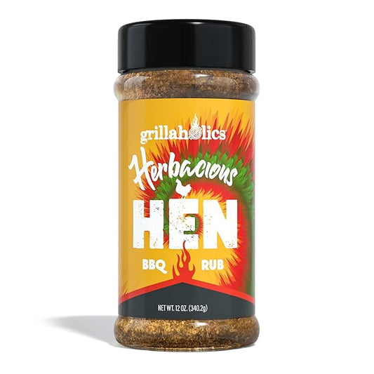 Grillaholics Herbacious Hen Poultry Seasoning - Herb & Garlic Chicken Rub for Smoked, Roasted, Fried & Grilled Poultry with 24+ Herbs & Spices - Try it on Chicken, Turkey, Prime Rib & More