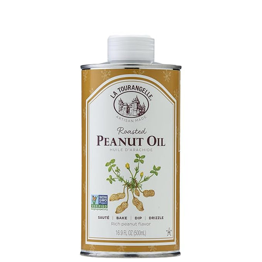 La Tourangelle, Roasted Peanut Oil, Slow Roasted Expeller-Pressed for Rich Flavor, Perfect for Cooking & Baking, Med-High Heat, Unrefined, Small Batch Production in USA, 16.9 Fl Oz