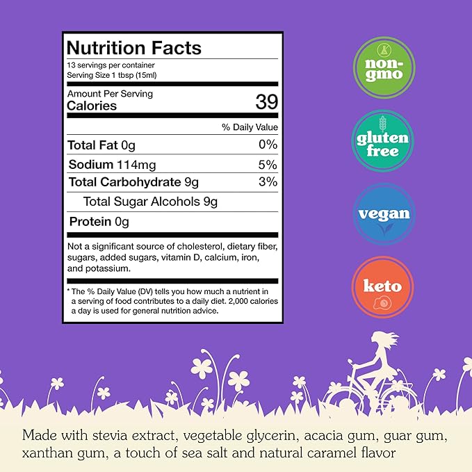 NuNaturals Stevia Syrup, Sugar-Free Sweetener, Plant-Based Sugar Substitute, Zero Calorie, Salted