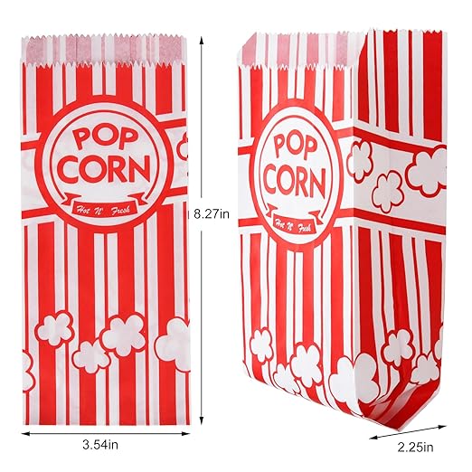 300pcs Paper Popcorn Bags for Party, 1 Oz Small Vintage Individual Servings Popcorn Container Pop Corn Bags Bulk for Popcorn Machine Accessories Supplies Movie Nights (300)