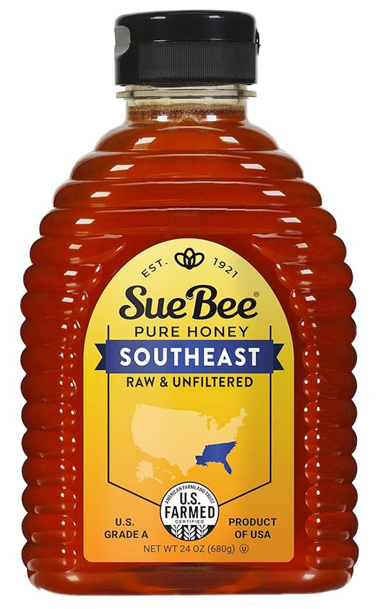 Sue Bee Regional Southeast Honey, Strained, Unfiltered USA Beekeeper-Owned Co-op, 24 oz (Packaging May Vary)