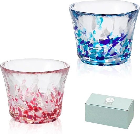 Japanese Handcrafted Sake Cups – Exquisite Artisan Glassware for Cold Sake & Shochu, Elegant Drinkware for Any Occasion, Made in Japan (Spring & Summer Dew, Sake Glass (2.5 fl oz))