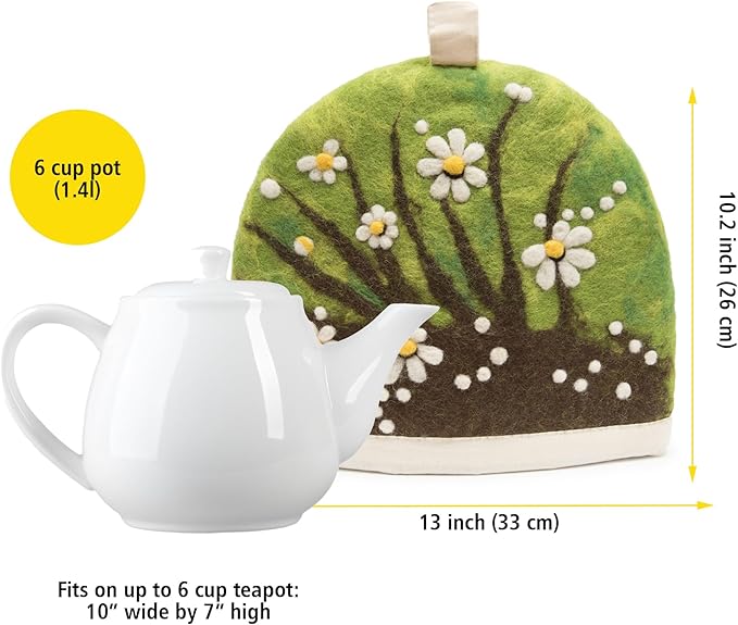 Glaciart One Wool Teapot Cozy Kettle Cover | Dome Shaped Large Tea Cosy, Kettle or French Press | Handmade & Needle Felted from Natural Wool | Warms Up to 2 Hours | Great as Gift