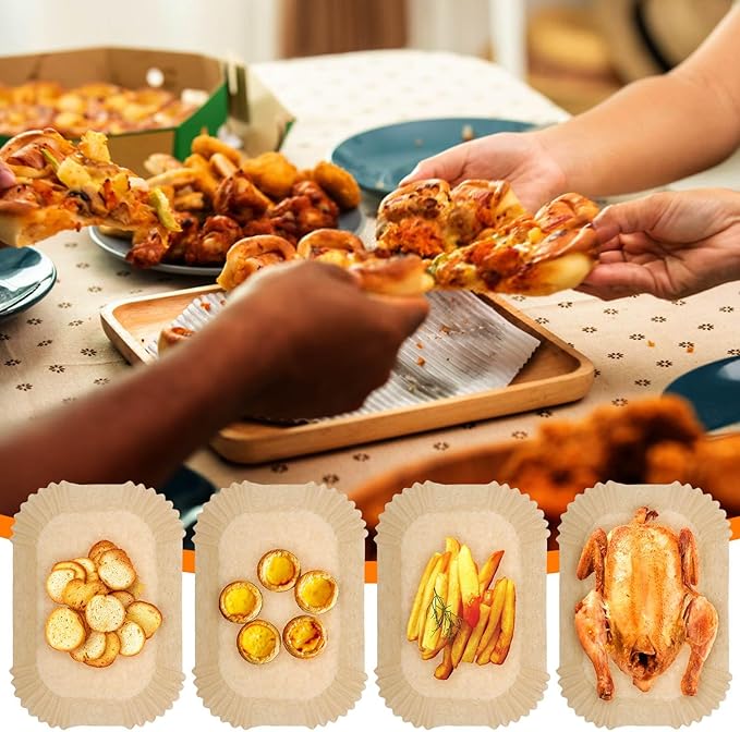 Air Fryer Liners 200pc, Disposable Air Fryer Paper Liners High Temperature Resistant, Rectangle air Fryer Parchment liner 9Qt, Airfryer liner Baking Paper for Ninja DZ201, AirFryer Accessories