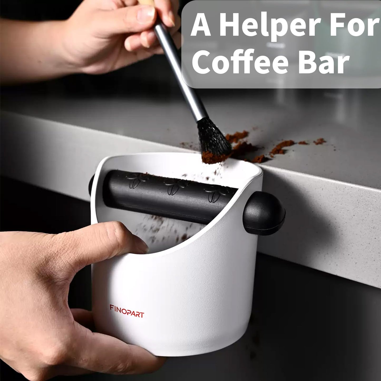 Coffee Knock Box 4.3 Inch, Barista Espresso Knock Box with Removable Knock Rod, Non-Slip Base