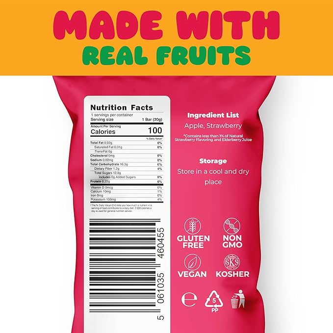 Fruit Rolls by Zest Delites, 100% Natural Healthy Fruit Snacks for Kids & Adults, Made from Real Strawberry Leather, Vegan, School Lunch Snack, A Twist on Strawberry Strips, 10 Packs