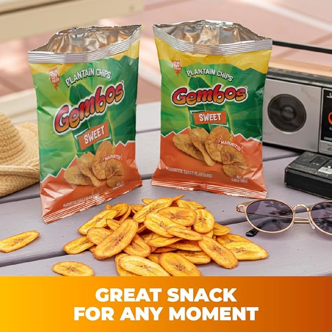 Gembos Sweet Maduritos Plantain Chips - Deliciously Sweet Plantains Snack, Perfect for Vegan Snack Lovers, Ideal for Groceries and Healthy Snack Foods, Tasty Platanitos Chips, 5.29 Oz, 6-Pack