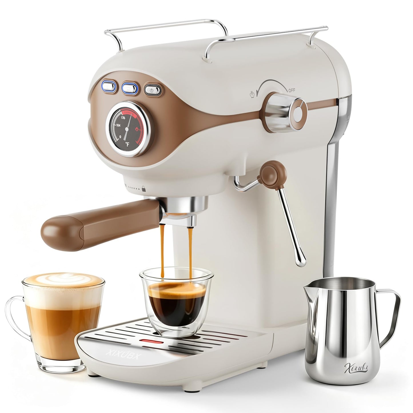 XIXUBX Espresso Machine, Compact Espresso Maker with Milk Frother