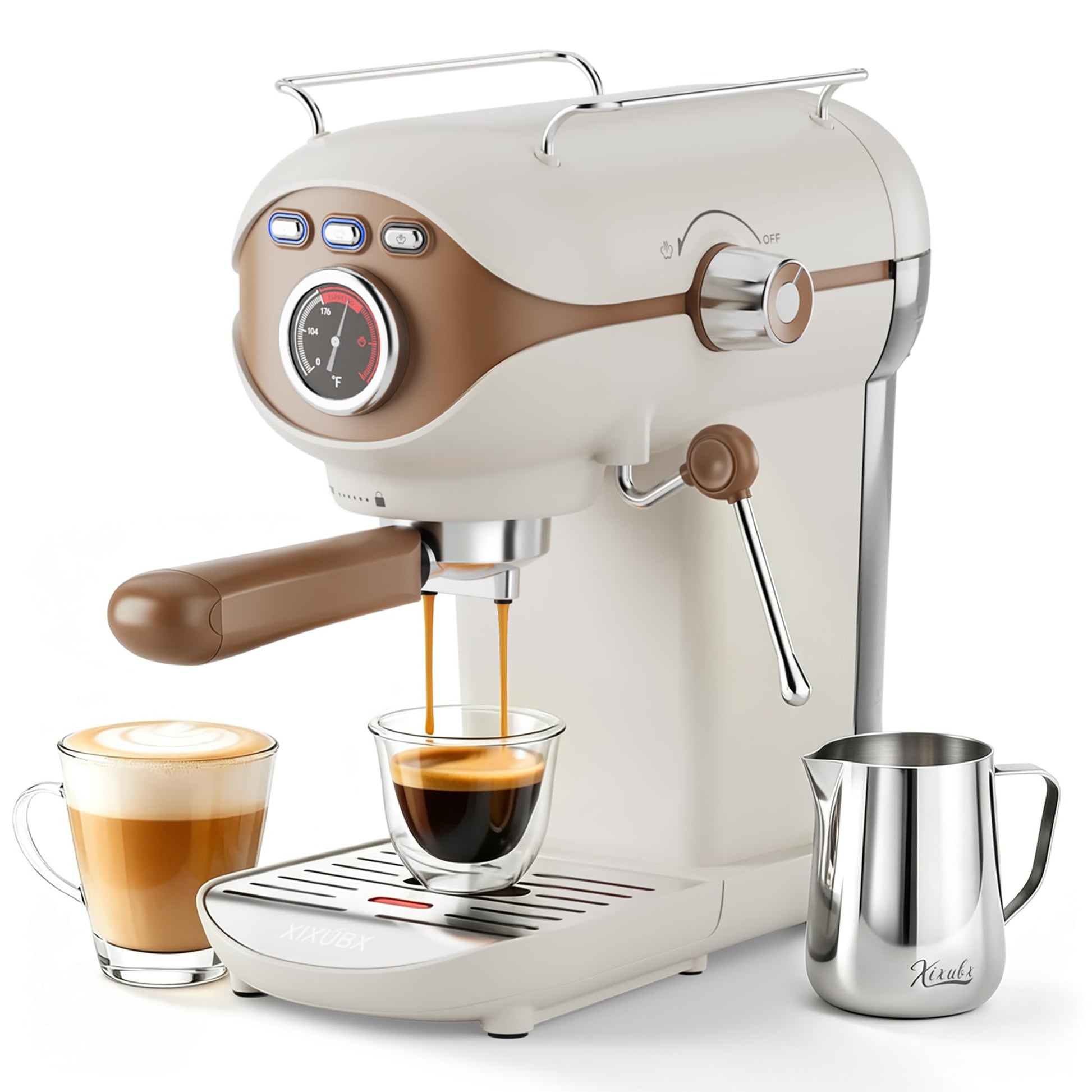 XIXUBX Espresso Machine, Compact Espresso Maker with Milk Frother