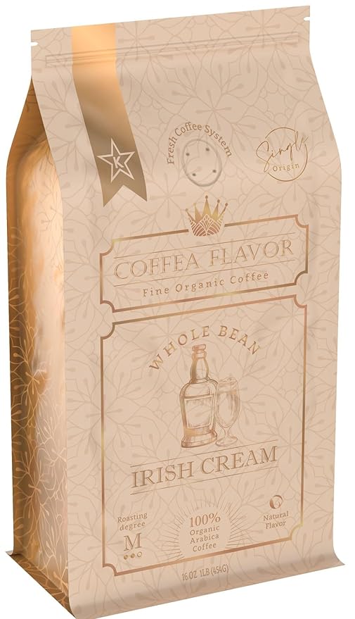 Irish Cream Flavored Whole Bean Coffee ??100% Arabica, Organic, No Artificial Sweeteners, Naturally Flavored, Medium Roast, Single Origin ??by Coffea Flavor