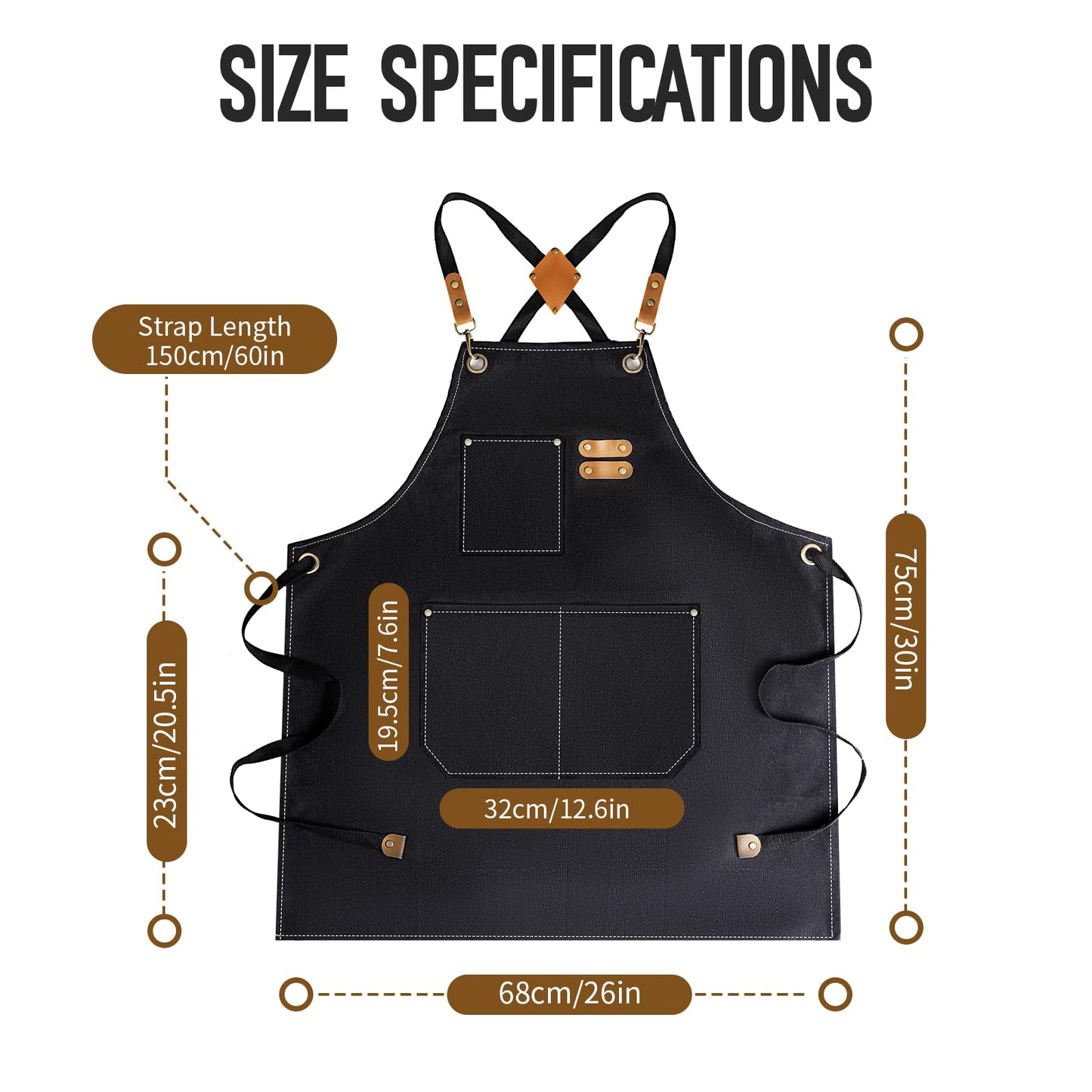 YELEGAI Aprons For Women Men With Large Pockets, Waterproof Cotton Chef Aprons For Cooking Server