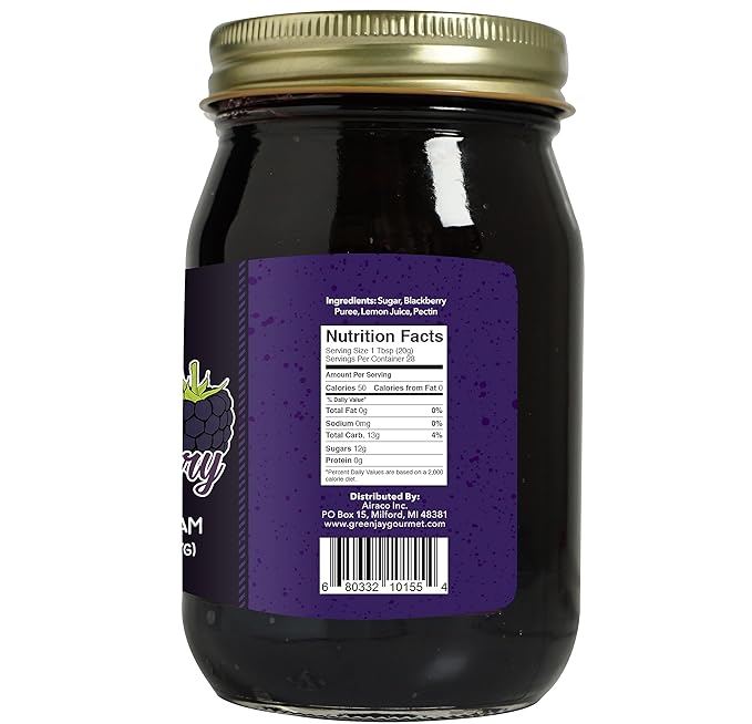 Green Jay Gourmet Classic Jam Collection - Cherry, Blackberry, & Strawberry Jam - All-Natural Fruit Jam Bundle - Vegan, Gluten-free Jam - No Preservatives or Corn Syrup - Made in USA - 3 x 20 Ounces