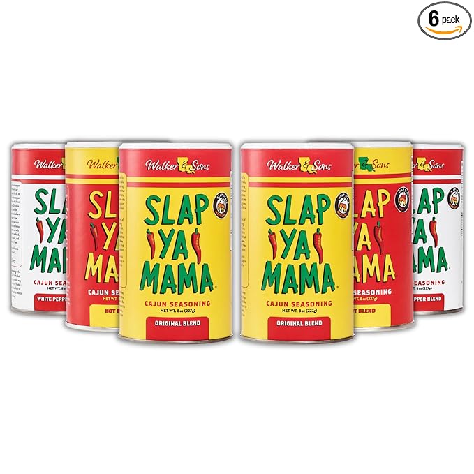 Slap Ya Mama Cajun Seasoning Variety Pack - 8 oz Cans, 2 Original, 2 Hot, 2 White Pepper, All Natural, No MSG, Kosher - Louisiana Spices