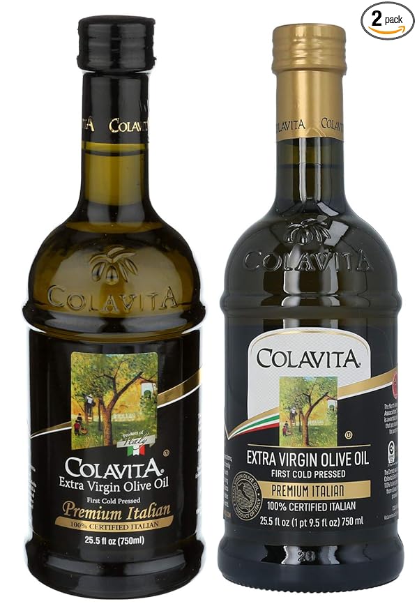Colavita Premium Italian Extra Virgin Olive Oil, 25.5 Fl Oz (Pack of 2), Glass Bottles - Packaging May Vary