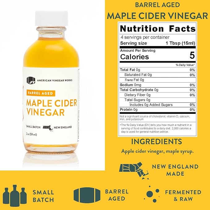 American Vinegar Works - Apple Cider Vinegar Sampler Pack - Includes Apple, Cranberry Apple, Hot Apple, Wild Blueberry, and Maple Cider Vinegars - Great for Gifts - 2oz Bottles - 5 Pack