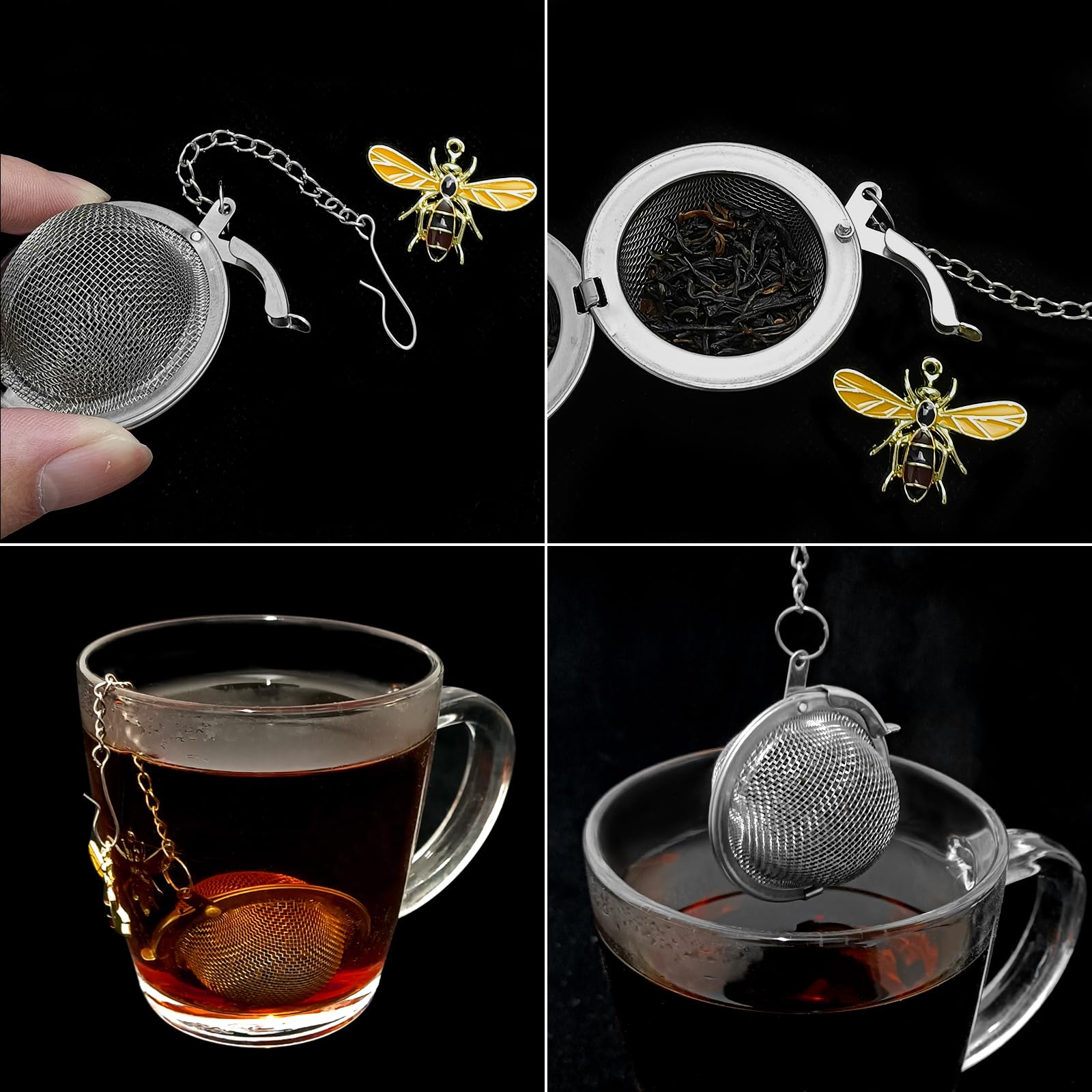 2PC Stainless Steel Mesh Tea Infuser,2.1 inch Tea Ball with Honey Bee