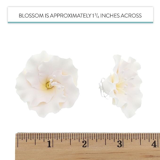 Global Sugar Art Azalea 1.75 Inch Sugar Cake Flowers White with Wire and Stamen, 10 Count by Chef Alan Tetreault