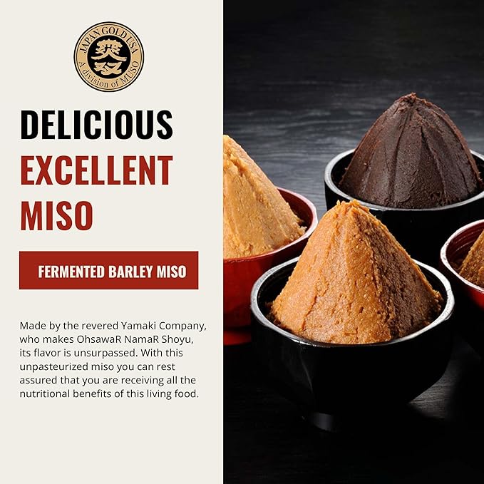 Ohsawa Yamaki - Organic 2-Year Unpasteurized Barley Miso, Macrobiotic, Vegan, Kosher, Fermented Soybean Paste, Rich Flavor, Traditional - 1 Lb
