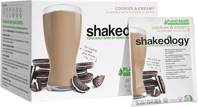 BODi Shakeology Plant-Based Vegan Protein Powder ??Gluten-Free Superfood Shake with Vitamins & Minerals ??Helps Support Healthy Weight Loss & Gut Health, Cookies and Creamy, 14 Individual Packets