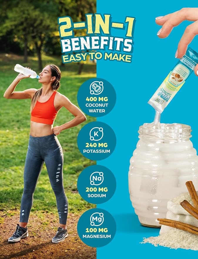 KLASS VIDA Electrolyte Drink Mix ??Horchata Agua Fresca Flavor | Sugar-Free Hydration Powder with Coconut Water & Minerals | 15 Single-Serve Stick Packs in Resealable Pouch, Low Calorie, Natural Flavor