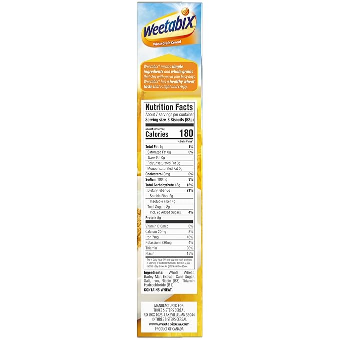 Weetabix Biscuits Whole Grain Cereal, Lightly Sweet Whole Grain Wheat Biscuits, Delicious as Part of Breakfasts or Snacks, 14 OZ Box