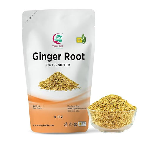 Dried Ginger Root 4 oz | Cut and Sifted Dried Ginger Pieces | As Spicy as Fresh | Flavourful Indian Spice |100% Pure and Natural For Making Flavourful Tea | By Yogi's Gift짰