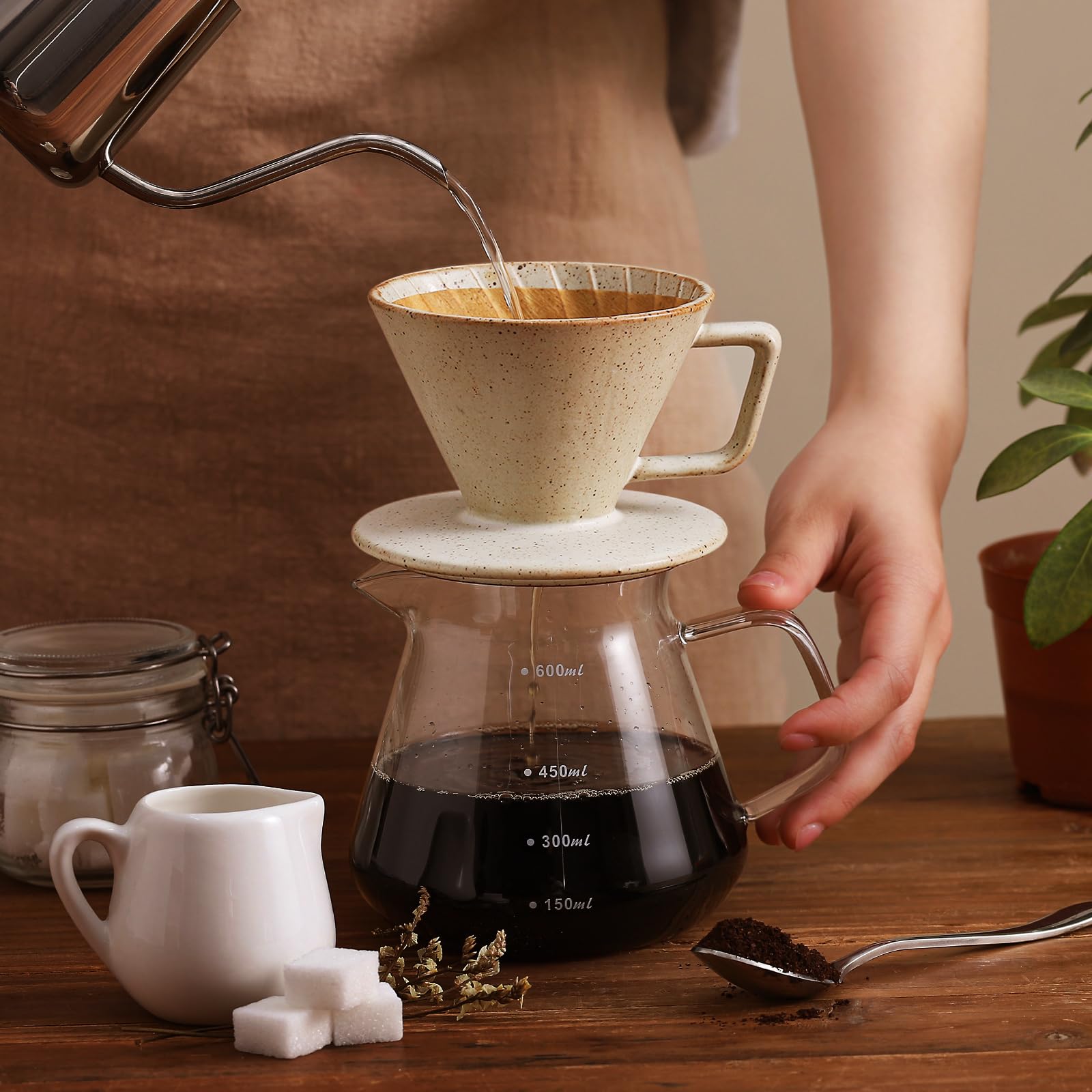 DOWAN Pour Over Coffee Maker, Non-Electric Pour Over Coffee Dripper, Manual Brew Maker, Single Cups