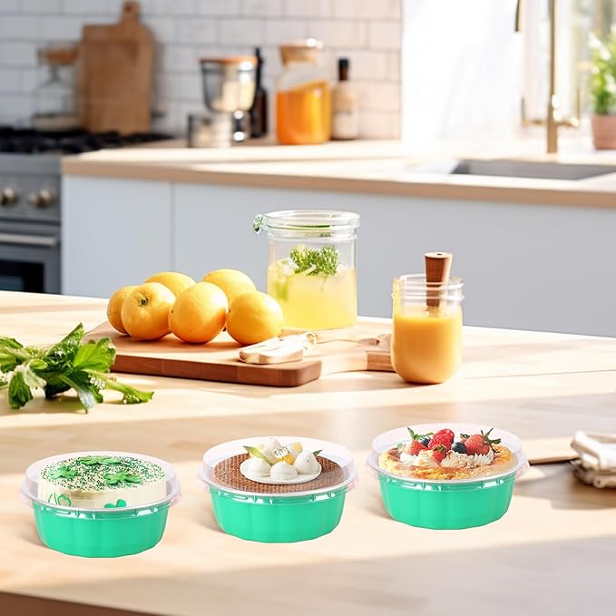 Beasea Ramekins Baking Cups with Lids, 120 Pack 8 oz 4 Inch Disposable Mini Elegant Blue Foil Creme Brulee Aluminum Baking Cups Small Round Cupcake Tart Pie Tins Pans Individual Containers Oven Safe