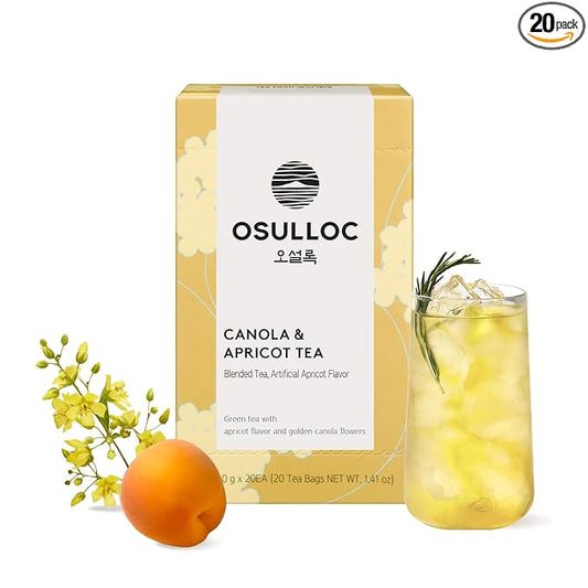 OSULLOC Canola & Apricot Tea (Aromatic Canola flower & Apricot), Premium Blended Tea from Jeju, Tea Bag Series 20 count