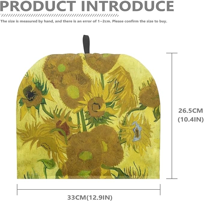 Machine Washable Tea Cozy for Teapot Stylish Sunflower Oil Painting Tea Cosy Fabric Quilted Padding & Heat-Proof Teapot Cover Customized Soft Tea Cozy for Household Kitchen竊늍ellow竊?"<div>