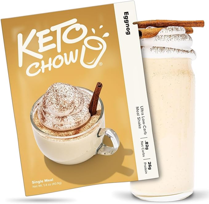 Keto Chow Eggnog | Keto Meal Replacement Shake Powder | Nutritionally Complete | Low Carb | Delicious Easy Meal Substitute | Protein Rich You Choose The Fat | Single Meal