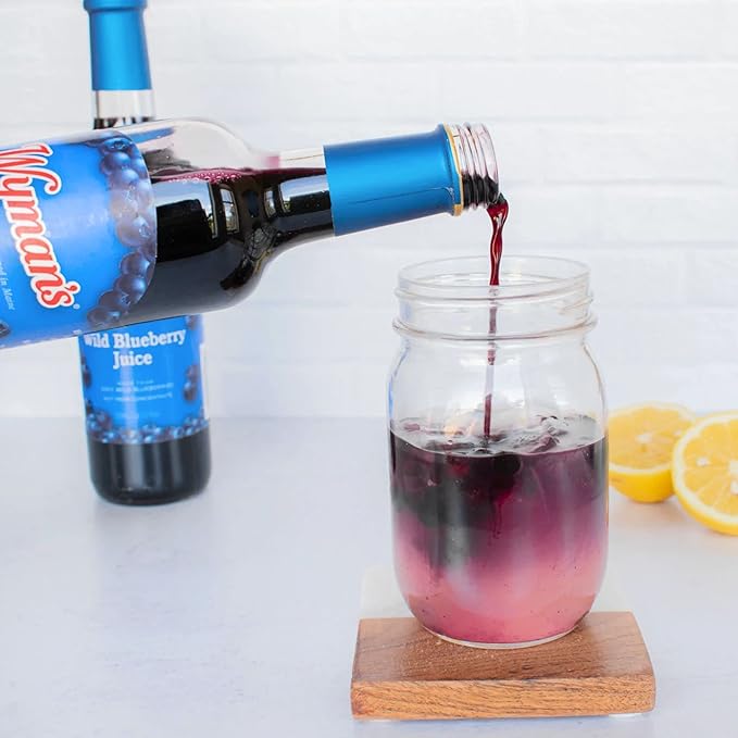 Wyman's Wild Blueberry Juice, 100% Juice, No Sugar Added, Not From Concentrate, Glass Bottled, 500mL (12 Pack)