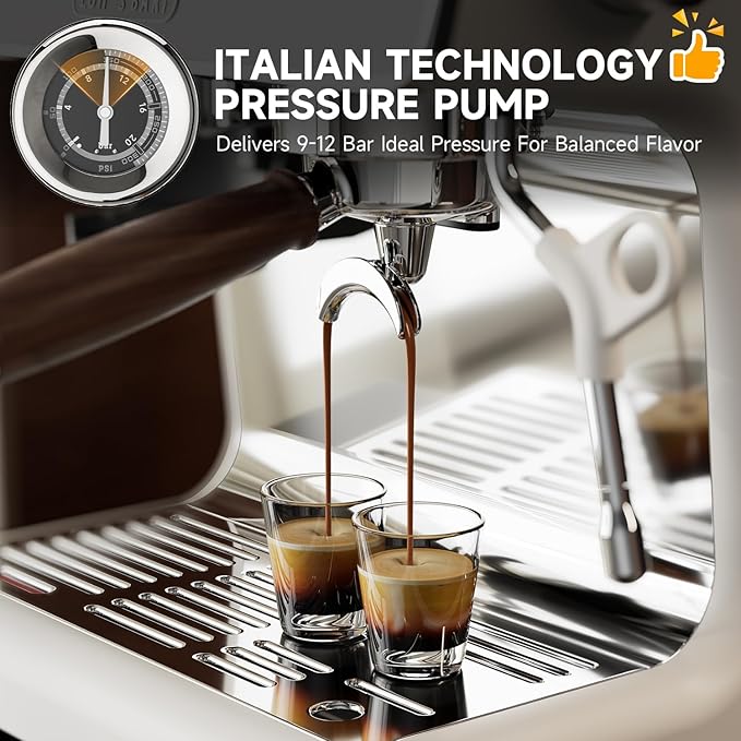 Espresso Machine with Grinder, 20 Bar Espresso Machine with Milk Frother, Expresso Coffee Machines for Home, Professional Espresso Maker, Cappuccino & Latte Machine for Home (White)