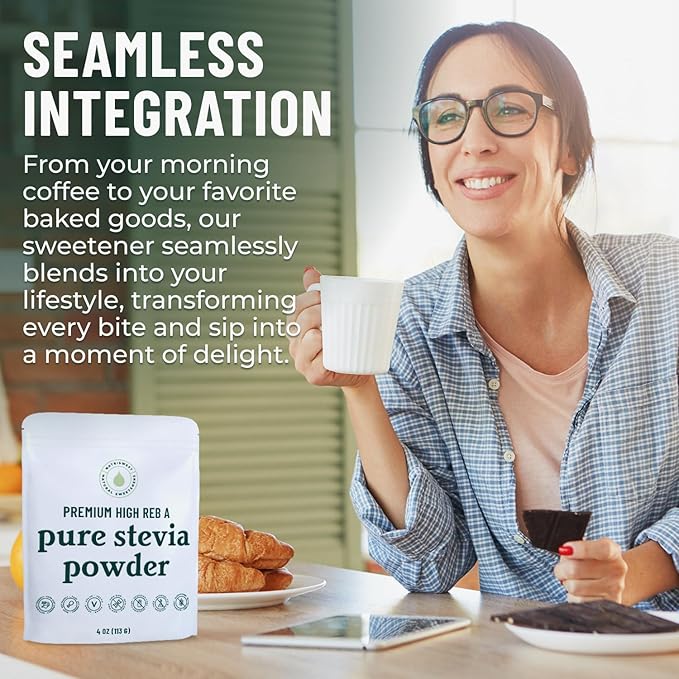 Premium Pure Stevia Powder, Powdered Stevia Extract Natural SteviaPowder for Baking, Zero Calorie Sweetener, No Fillers No Aftertaste, Non-GMO Keto Friendly, 810 Servings 113g