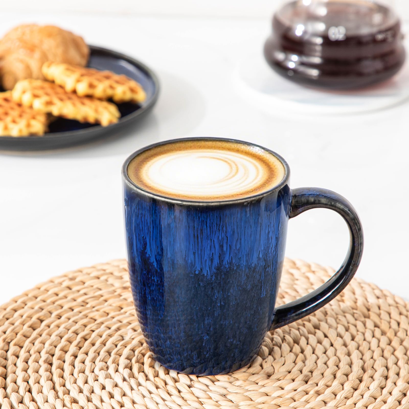 vancasso STARRY Ceramic Coffee Mug Set of 6, 16 Oz Tea Cups with Handle for Latte, Tea, Cappuccino