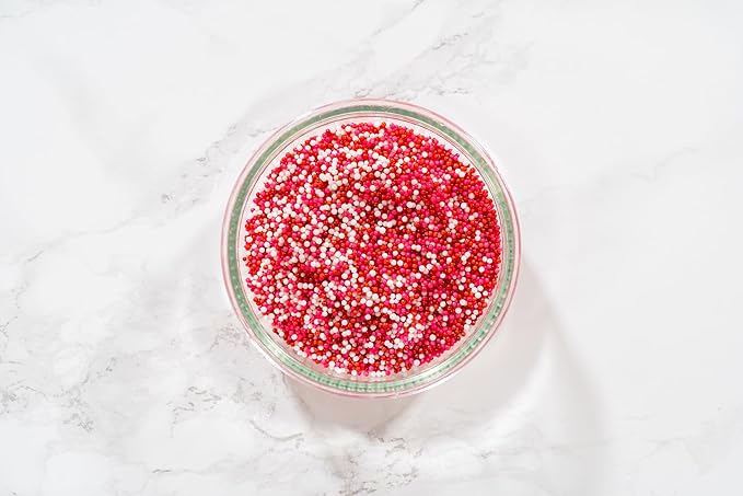 Bakerpan Valentine Mix Nonpareils Sprinkles - 7 Ounces Edible Sprinkles for Cake Decorating - Nonpareils for Cupcakes, Ice Cream, Cookies & Dessert (Made in USA)