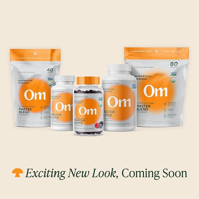 Om Master Blend Mushroom Capsules - Organic Mushroom Supplement with 10 Mushrooms and Ashwagandha ??Support Immunity, Gut Health & Stress Relief, 84 Count (28 Servings)