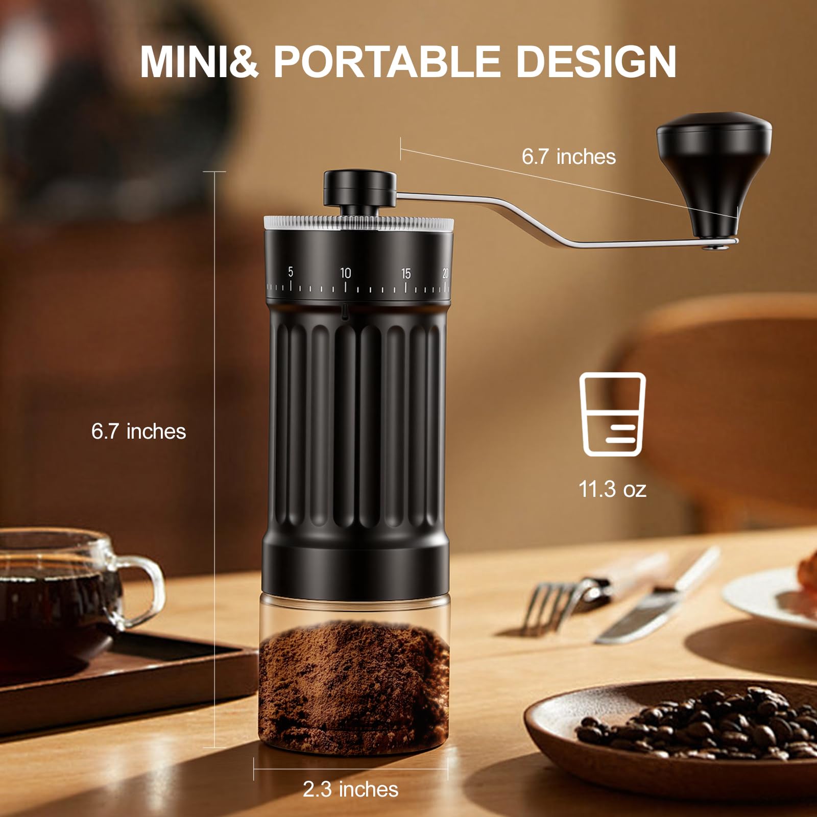 HZBSGZR Manual Coffee Grinder with Conical Burr, 40 Adjustable Settings, 30g Capacity, Portable for
