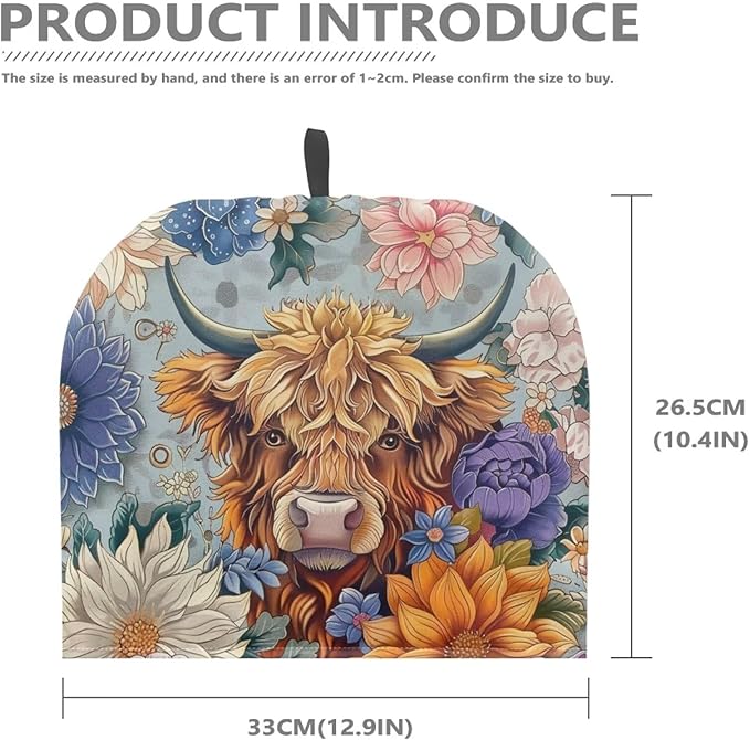 Highland Cow Tea Cozy for Teapot - Insulated Showy Flower Pot Cover, Bohemia Cattle Wildlife Kettle Kitchen Dust Cover