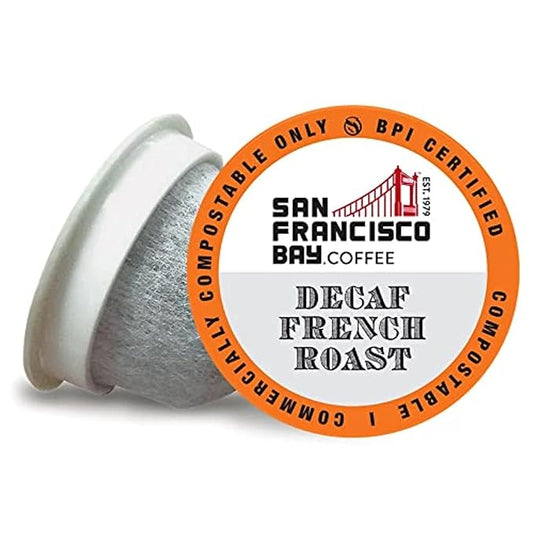 San Francisco Bay Compostable Coffee Pods - DECAF French Roast (36 Ct) K Cup Compatible including Keurig 2.0, Dark Roast, Swiss Water Processed