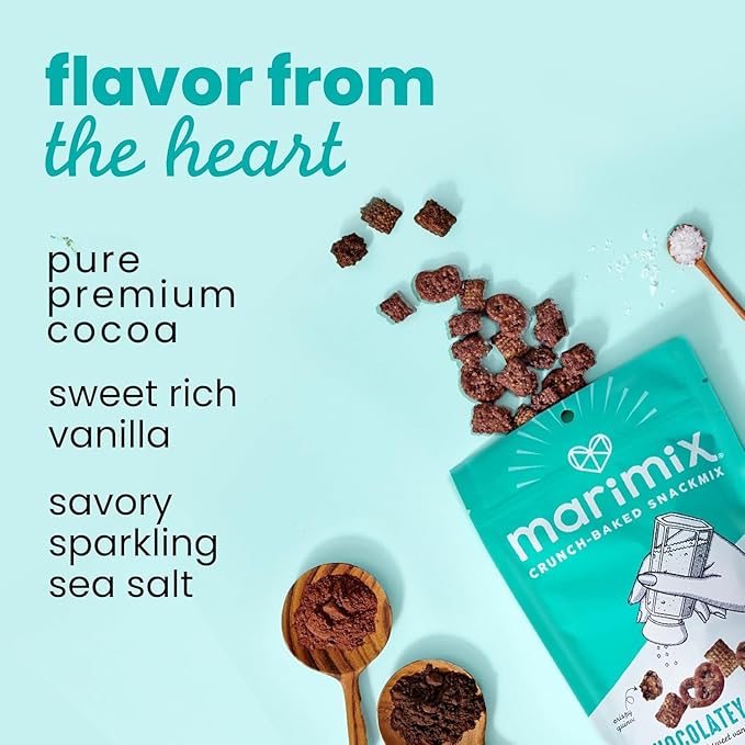 Marimix Snack Mix | Chocolatey Sea Salt 3 Pack | Crunch Baked Sweet & Salty Savory Plant Based Naturally Gluten Free Whole Grain Fiber Charcuterie Pretzel Trail Party Mix | No Artificial Ingredients