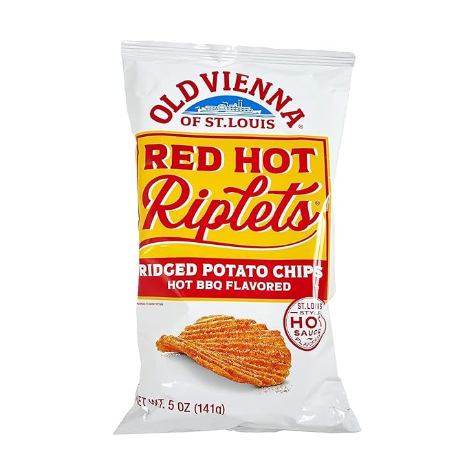 Old Vienna of St. Louis Red Hot Riplets Hot BBQ Chips 5oz Bags (3 Pack) by Tranadaco