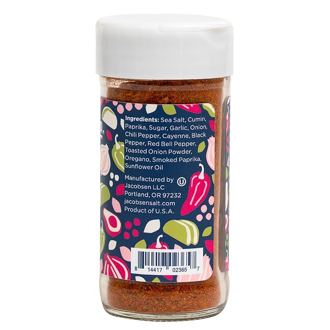 Jacobsen Salt Co. Taco Seasoning ??Sea Salt Soy-Free, Non-GMO, Gourmet Seasonings and Spices for Cooking, Made in USA, Real Salt Flakes ??2.3oz